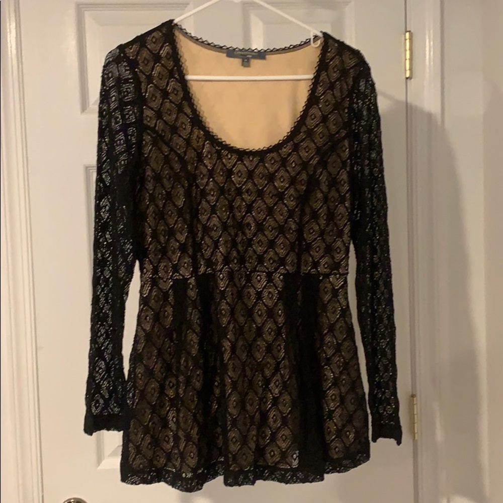 Black lace long sleeve blouse